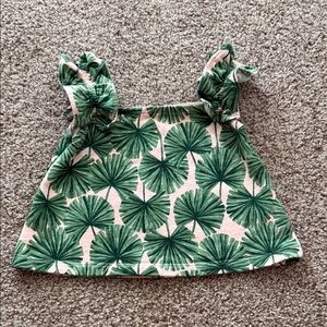 Janie and Jack Green Leaf Print Tank Top